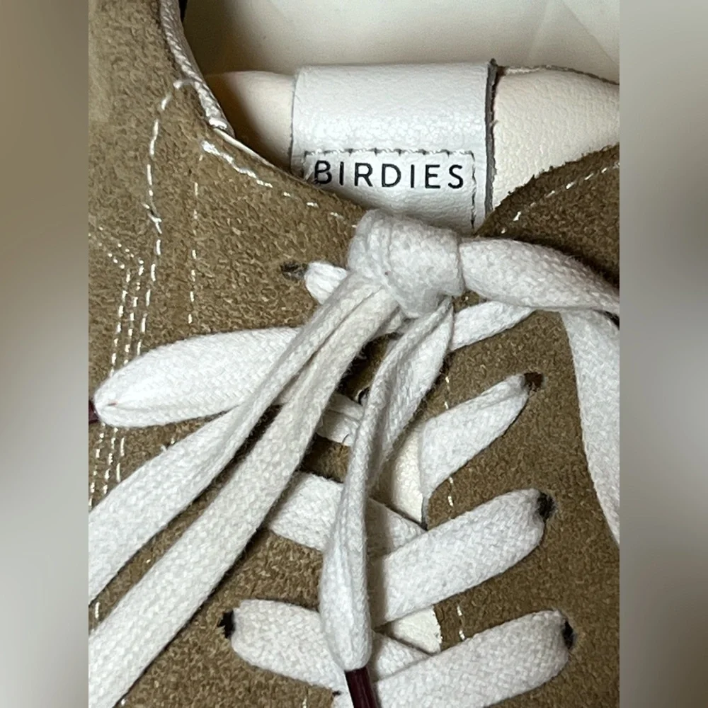 Birdies Suede Sneakers Tan Cream Burgundy Lace Up Comfort Casual Shoes, size 10 - Picture 2 of 10